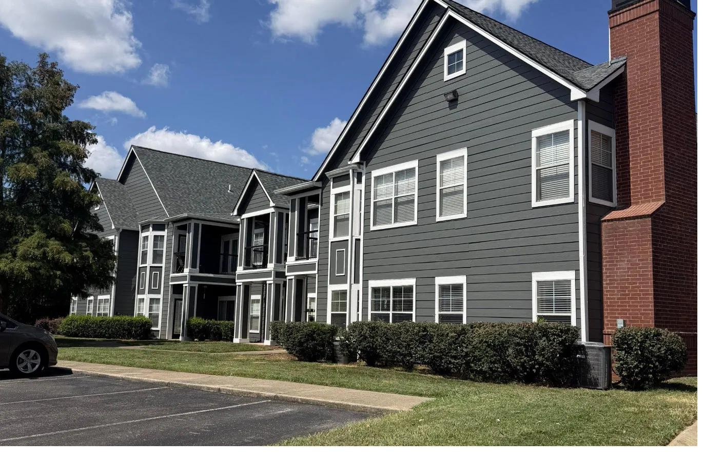 Garden style apartment community following exterior repaint and reroof